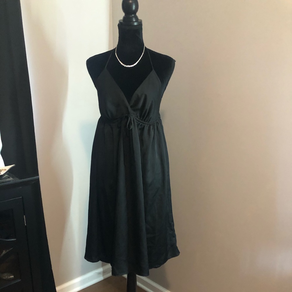 Black silky halter dress!